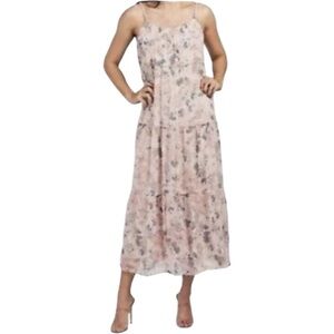 Elena Baldi Women Silk Blend Tiered Midi Dress Pastel Pink Size S Made In Italy